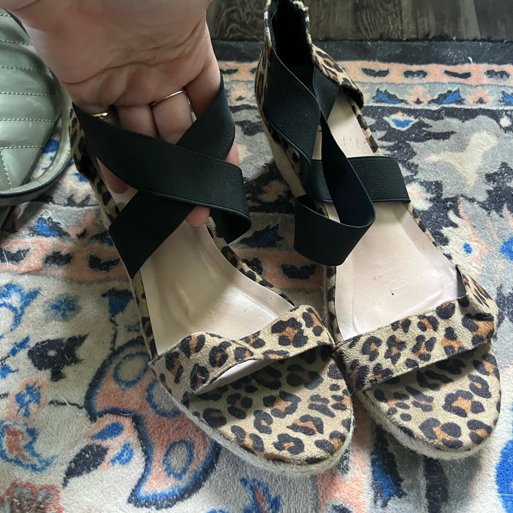 Leopard Print Women's Sandals with Black Straps